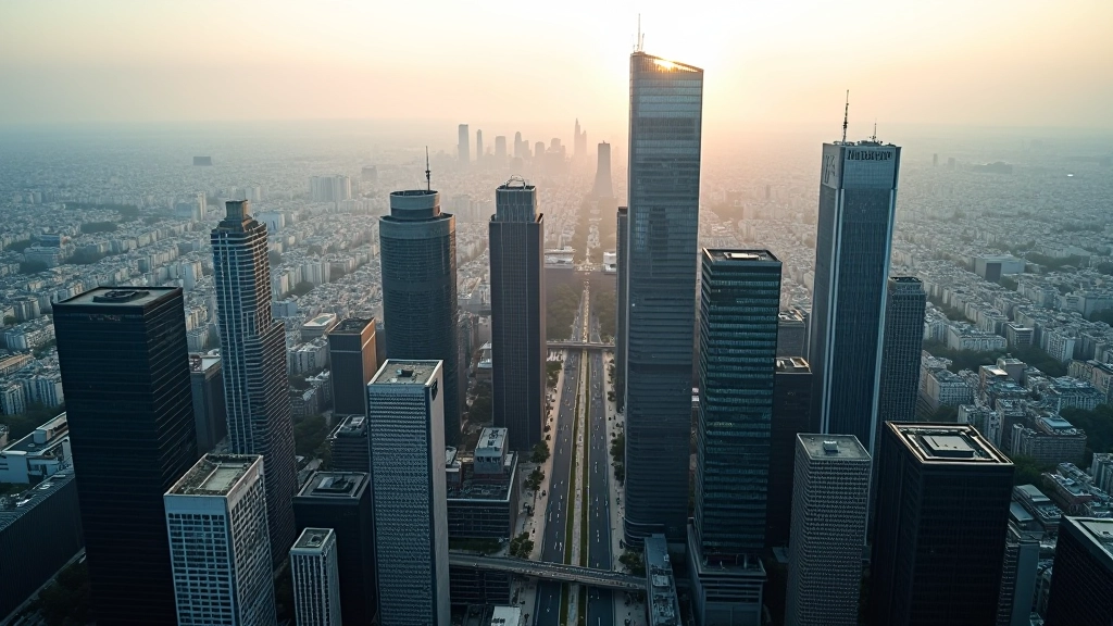 Vue aérienne de La Défense avec les gratte-ciel du quartier d'affaires moderne
